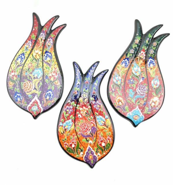 Hand Painted Ceramic Tulip Wall Hangings - Handmade Turkish Pottery - Image 3