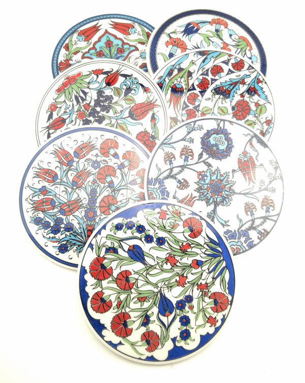 Handmade Ceramic Coaster - Anatolian Design Floral Pattern Ceramic Coaster - Image 9