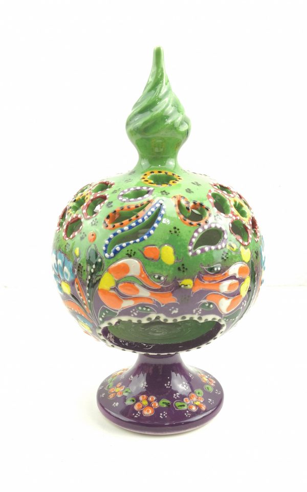 Hand Painted Ceramic Candle Holder - Handmade Turkish Pottery - Image 6