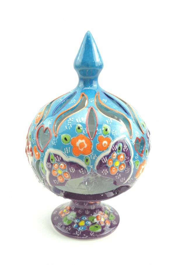 Hand Painted Ceramic Candle Holder - Handmade Turkish Pottery - Image 8