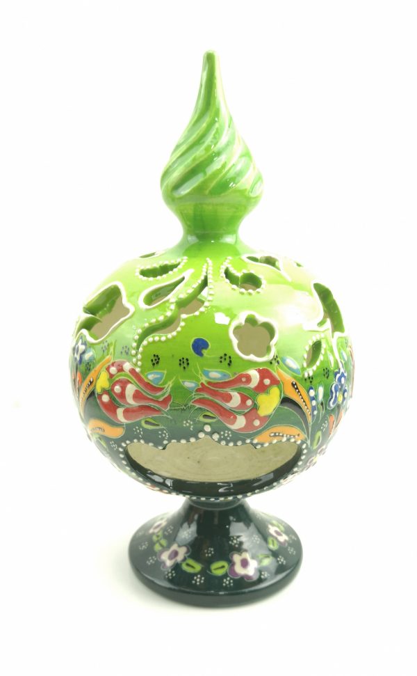 Hand Painted Ceramic Candle Holder - Handmade Turkish Pottery - Image 4