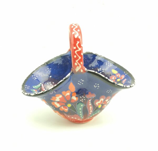 Handmade Ceramic Basket - Hand Painted Turkish Pottery - Image 11