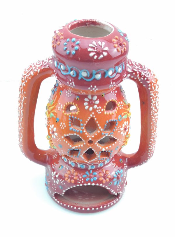 Hand Painted Ceramic Candle Holder - Handmade Turkish Pottery - Image 4