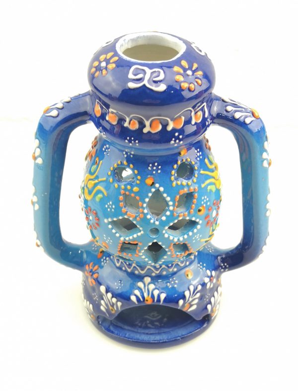 Hand Painted Ceramic Candle Holder - Handmade Turkish Pottery - Image 5