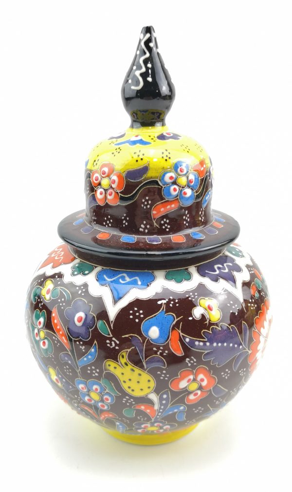 Handmade Ceramic Ornamental Vase - Jar with Lid - Hand Painted Turkish Pottery - Image 4