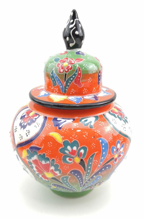 Handmade Ceramic Ornamental Vase - Jar with Lid - Hand Painted Turkish Pottery - Image 5