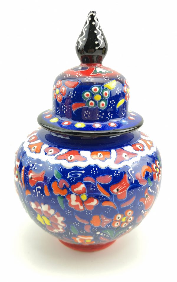 Handmade Ceramic Ornamental Vase - Jar with Lid - Hand Painted Turkish Pottery - Image 6