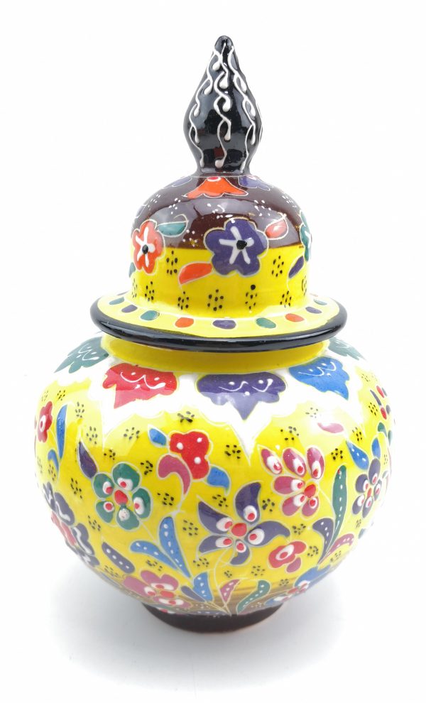 Handmade Ceramic Ornamental Vase - Jar with Lid - Hand Painted Turkish Pottery - Image 7