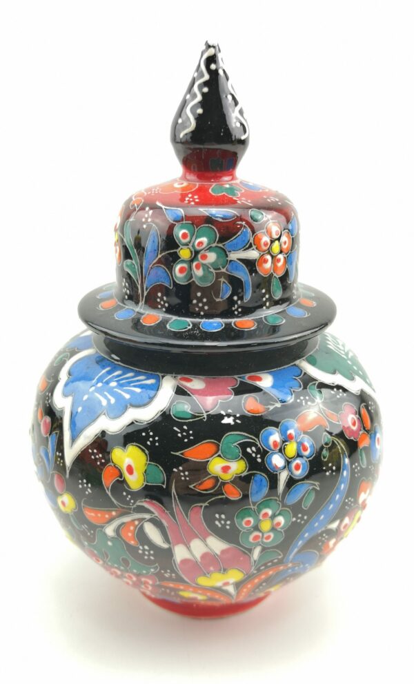 Handmade Ceramic Ornamental Vase - Jar with Lid - Hand Painted Turkish Pottery - Image 8