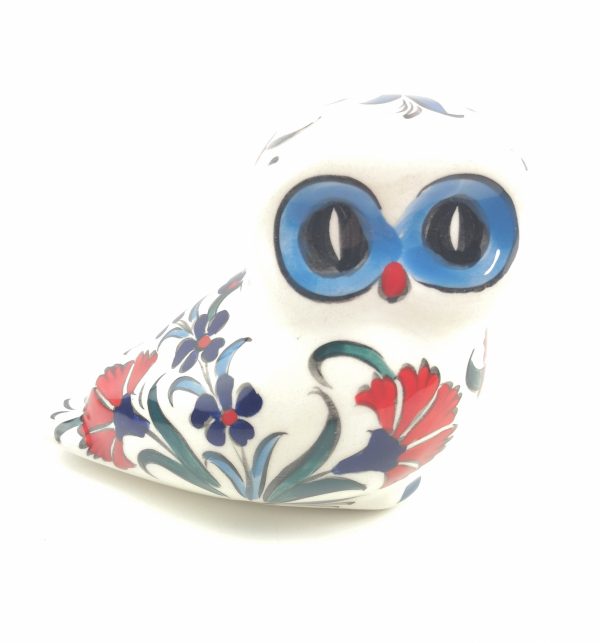 Hand Painted Ceramic Owl Figure - Handmade Turkish Ceramic