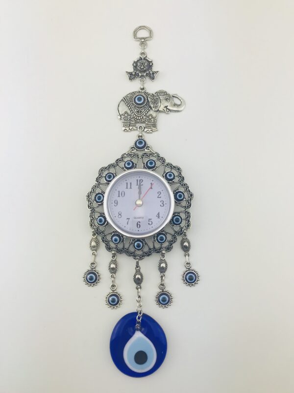 Handmade Wall Clock/Elephant / Evil Eye – Nazar Alloy Wall Hanging