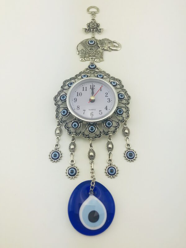 Handmade Wall Clock/Elephant / Evil Eye – Nazar Alloy Wall Hanging - Image 3