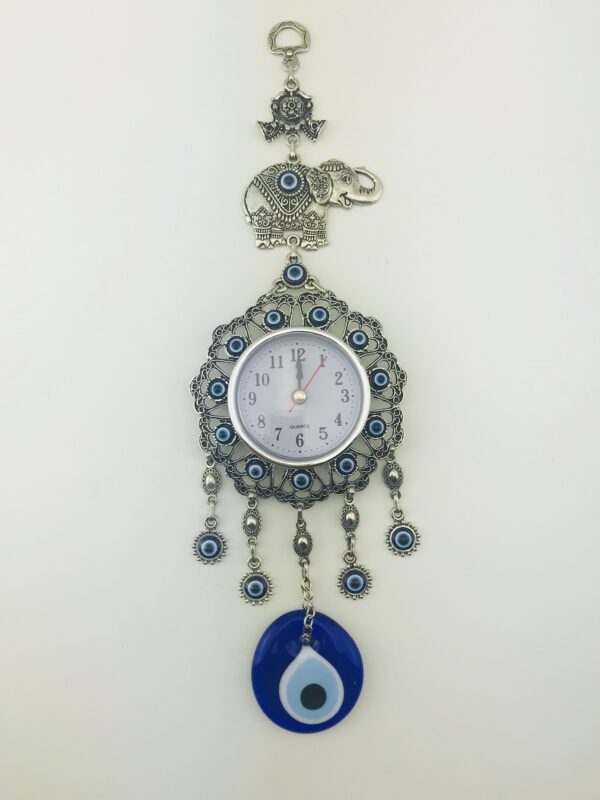 Handmade Wall Clock/Elephant / Evil Eye – Nazar Alloy Wall Hanging - Image 4