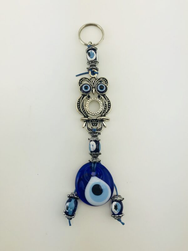 Handmade Owl  Keychain with Lucky Evil Eye – Nazar Alloy - Image 6