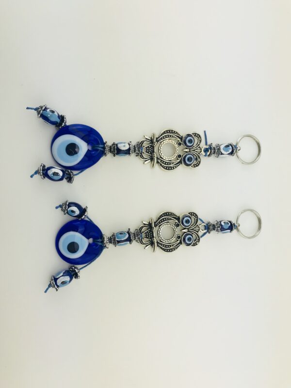 Handmade Owl  Keychain with Lucky Evil Eye – Nazar Alloy - Image 5