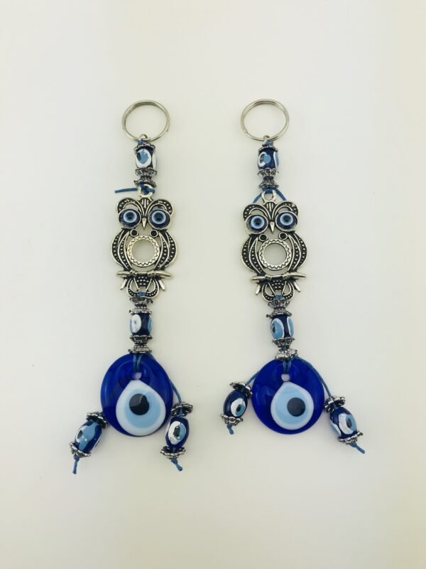 Handmade Owl  Keychain with Lucky Evil Eye – Nazar Alloy