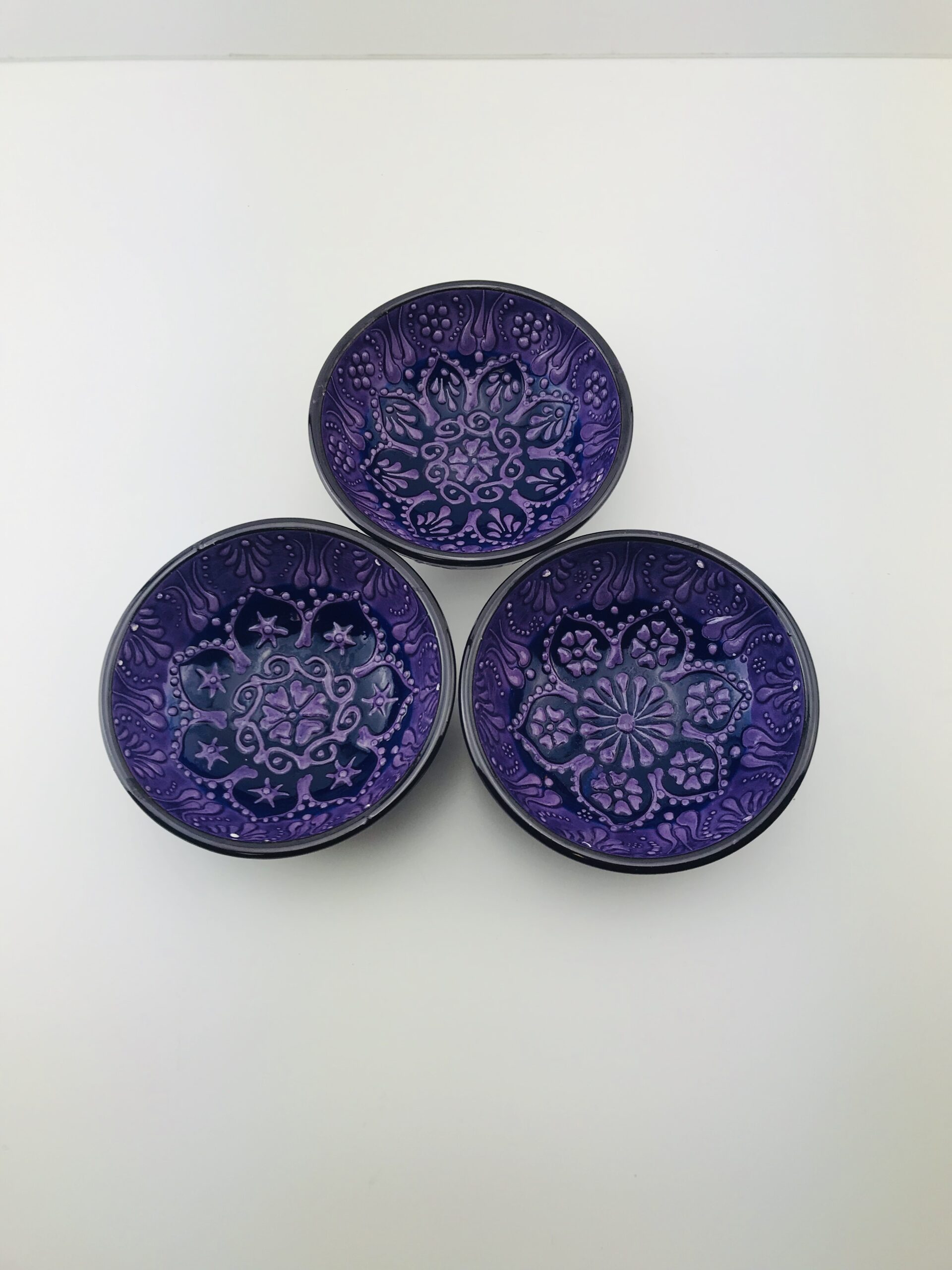 Traditional Turkish Hand Painted Bowl - 12 cm Mandala Dish 2 - Purple