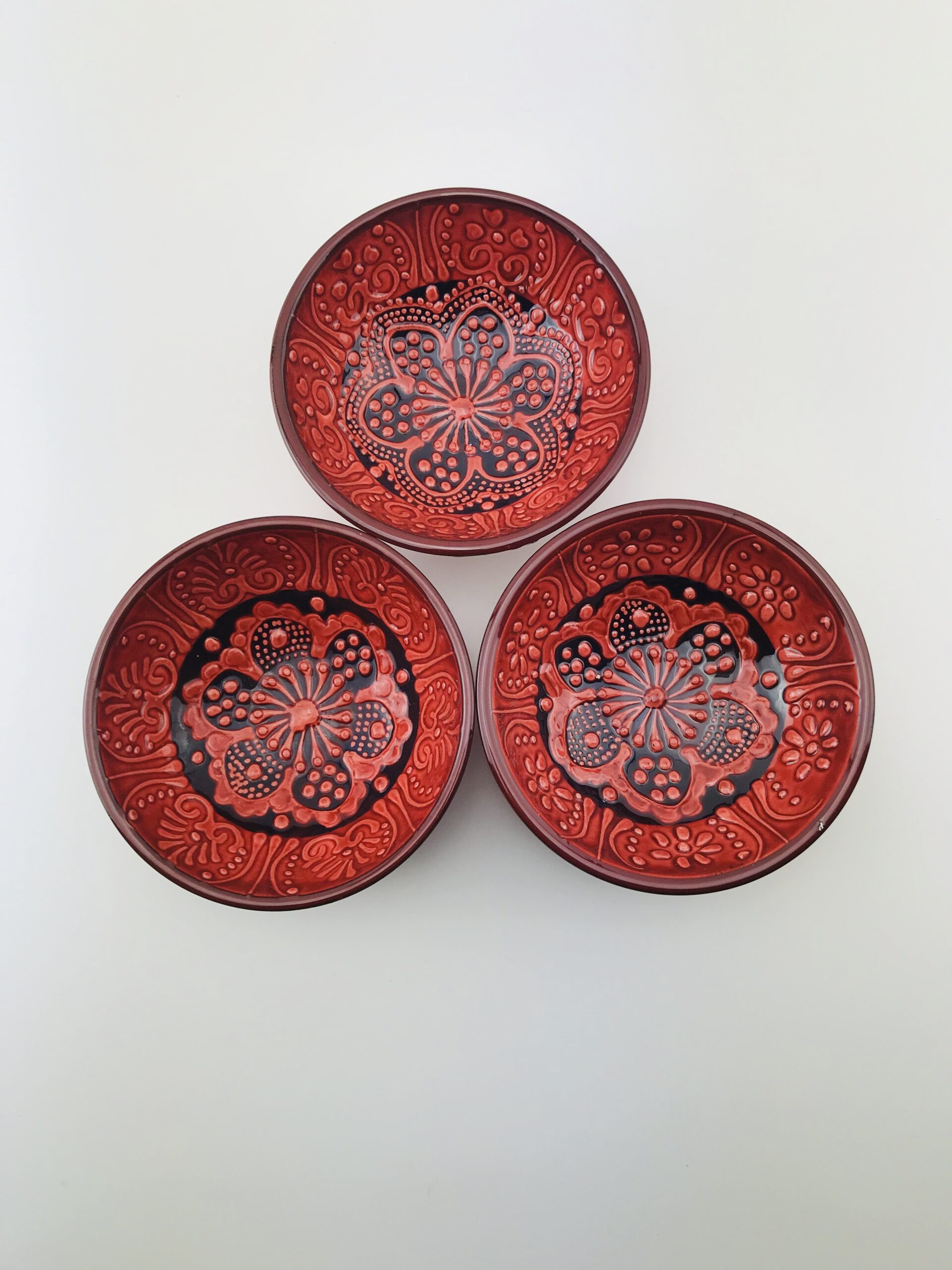 Traditional Turkish Hand Painted Bowl - 12 cm Mandala Dish 2 - Red