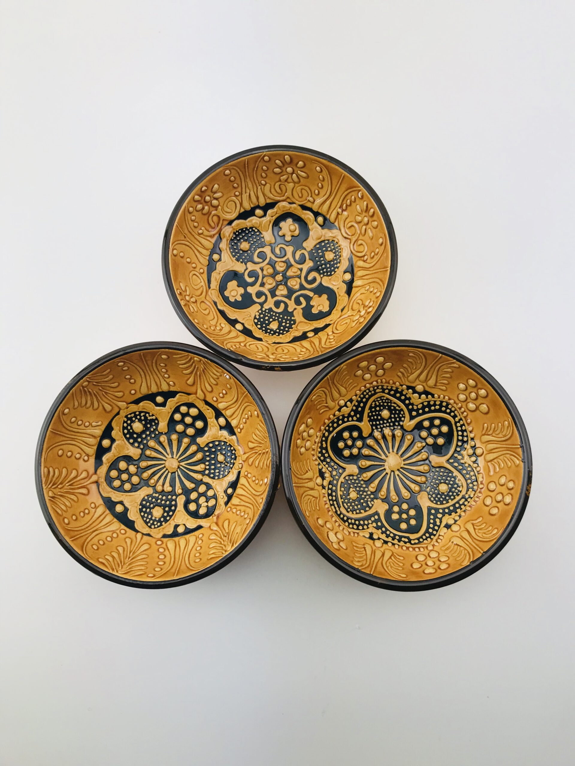 Traditional Turkish Hand Painted Bowl - 12 cm Mandala Dish 2 - Yellow