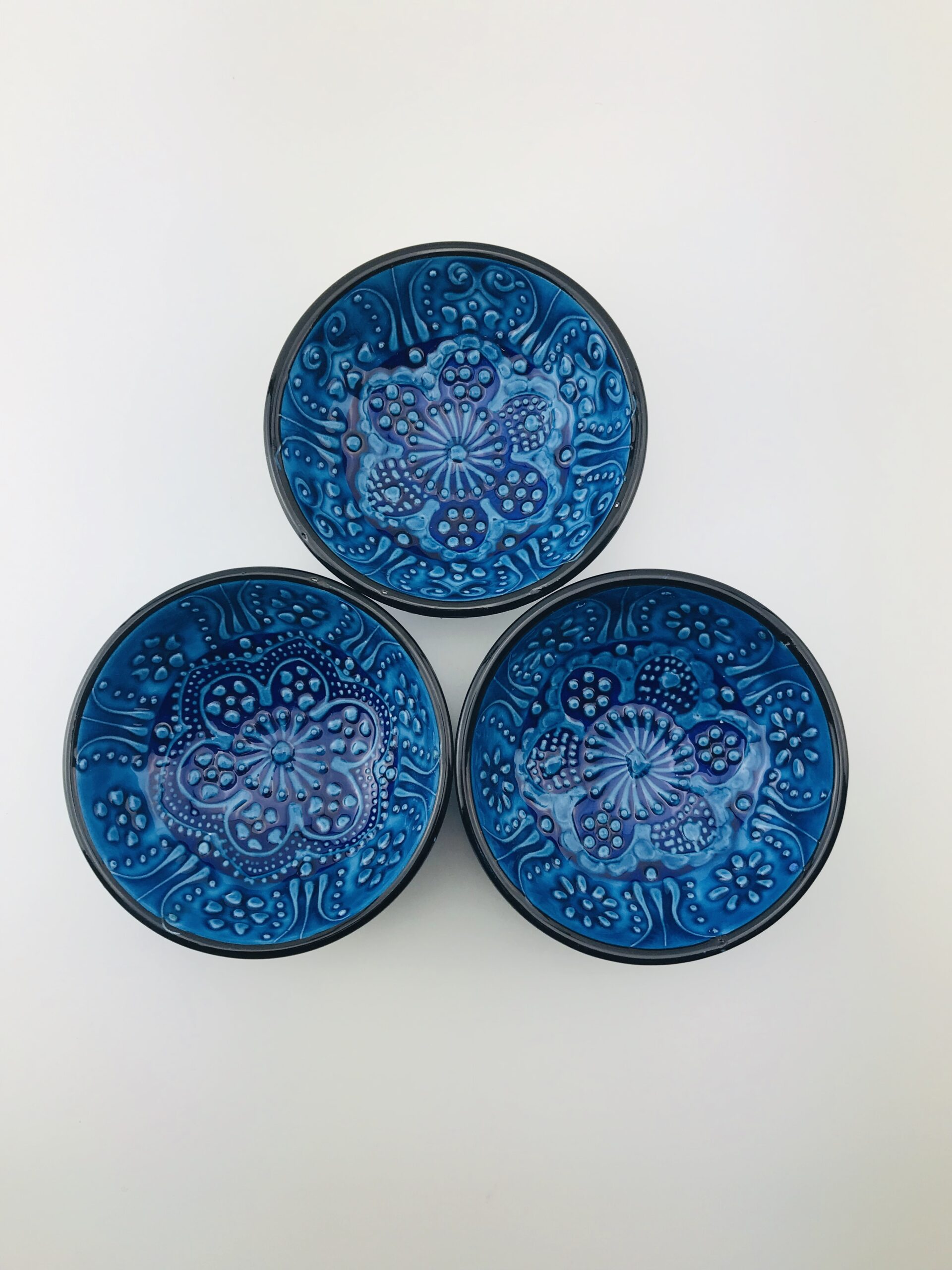 Traditional Turkish Hand Painted Bowl - 12 cm Mandala Dish 2 - Blue