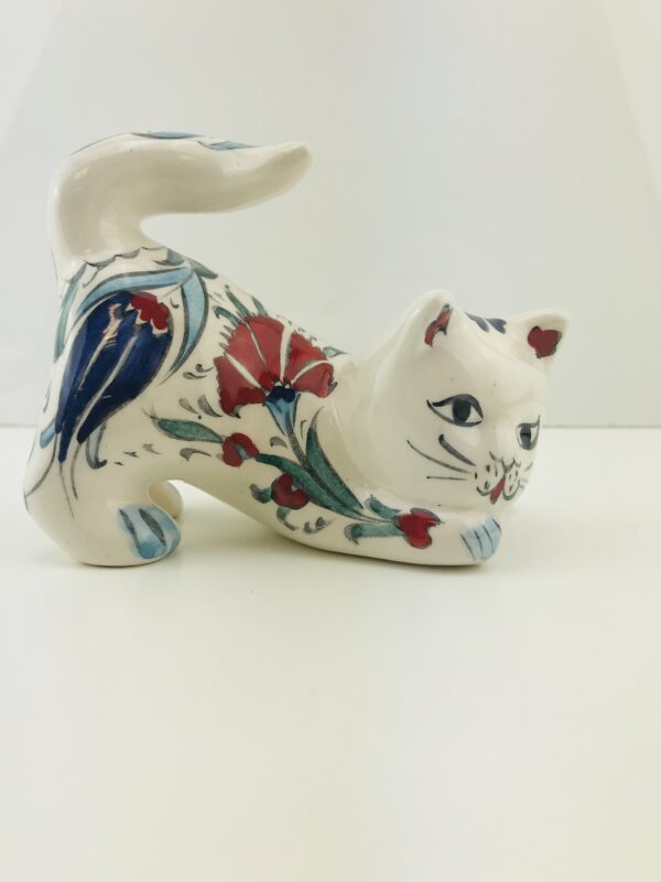 Sitting on Front Foot Handmade Iznik Ceramic Pet Cats, Hand Painted  Lovely Cats - Image 2