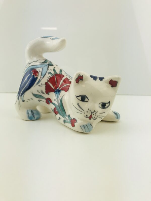 Sitting on Front Foot Handmade Iznik Ceramic Pet Cats, Hand Painted  Lovely Cats