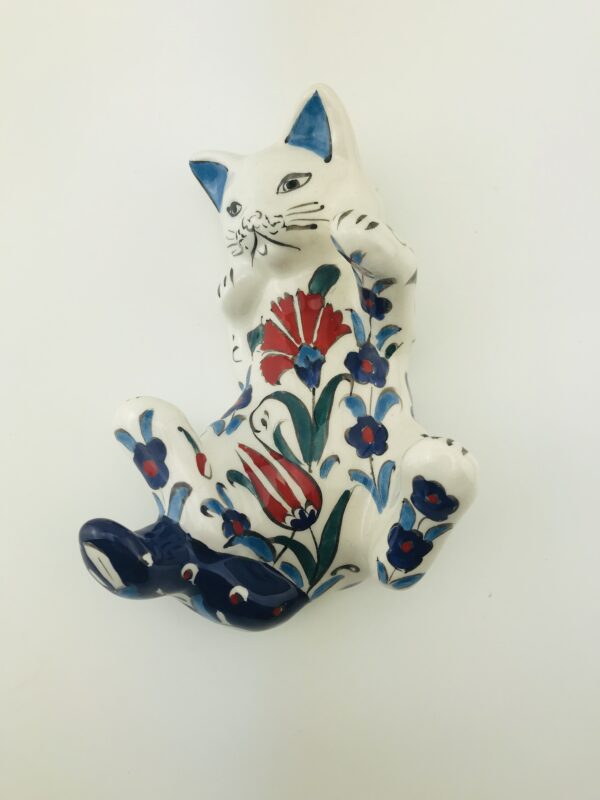 Handmade Iznik Ceramic Pet Cats, Hand Painted Lovely Cats