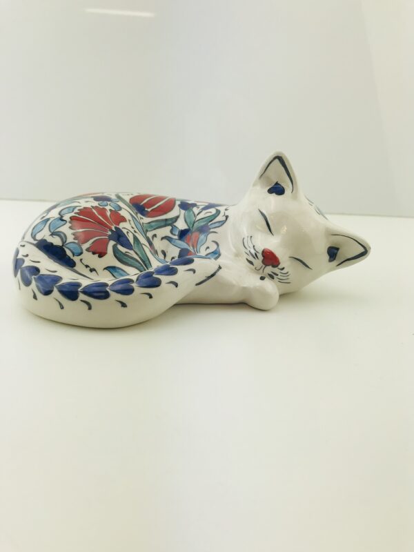 Sleeping Handmade Iznik Ceramic Pet Cats, Hand Painted Lovely Cats - Image 2