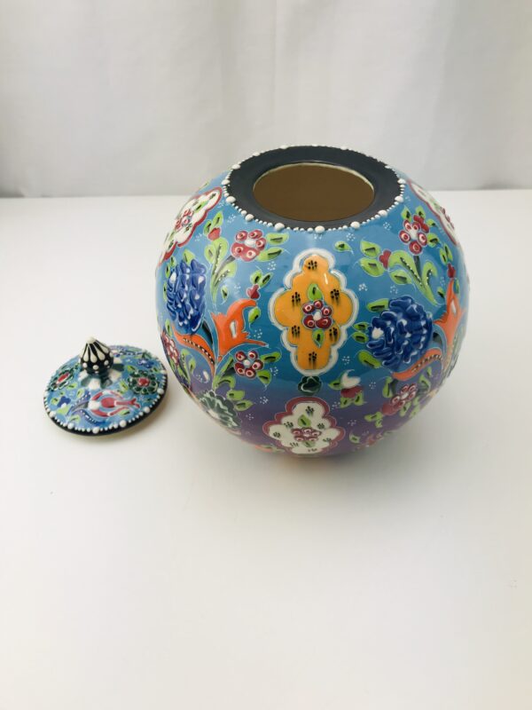 Beautiful Colorful  Ceramic Globe  Vase / Jar with Lid - Image 8