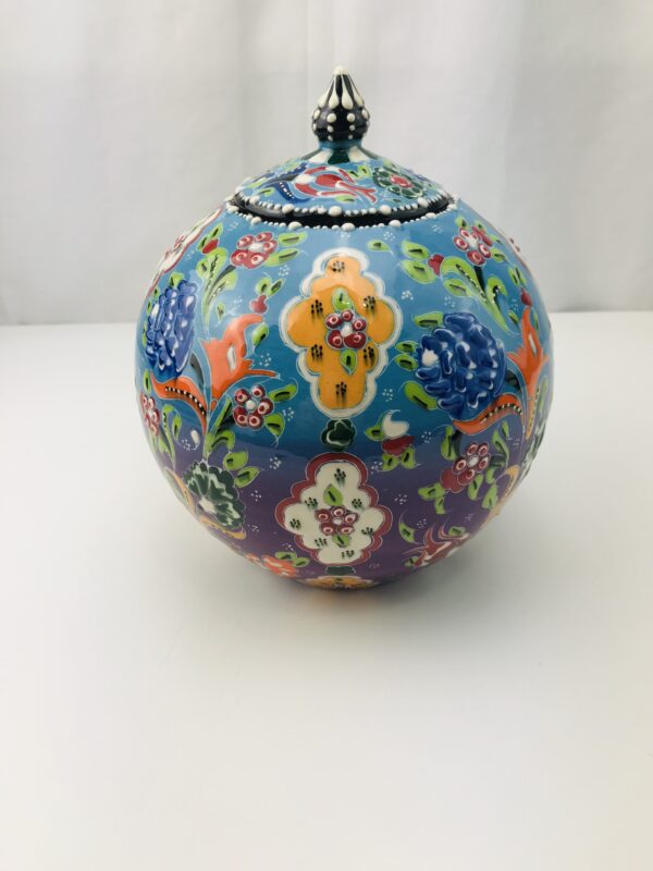 Beautiful Colorful  Ceramic Globe  Vase / Jar with Lid - Image 9