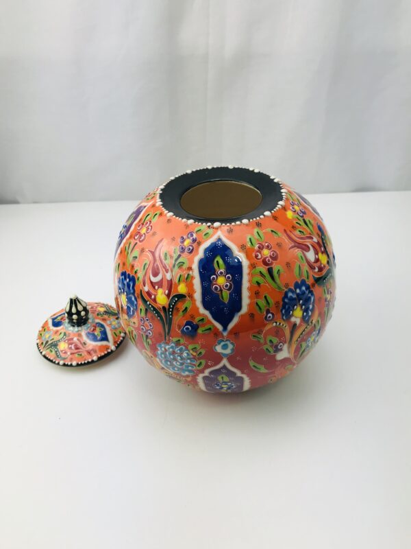 Beautiful Colorful  Ceramic Globe  Vase / Jar with Lid - Image 2