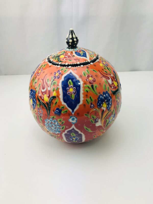 Beautiful Colorful  Ceramic Globe  Vase / Jar with Lid - Image 3