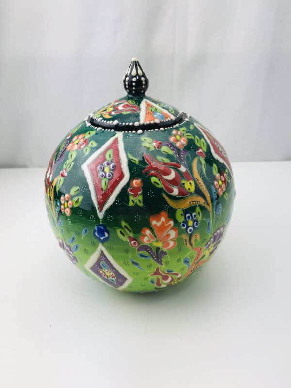 Beautiful Colorful  Ceramic Globe  Vase / Jar with Lid - Image 4