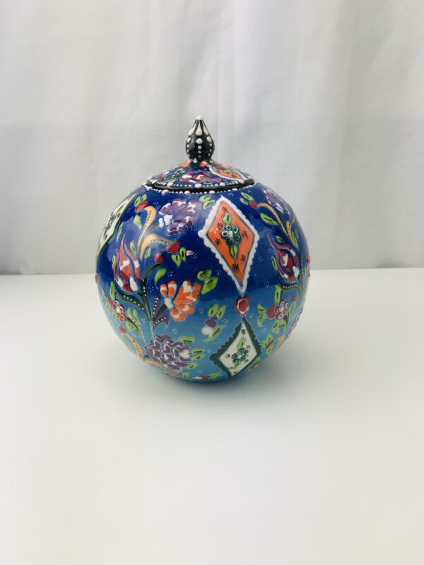 Beautiful Colorful  Ceramic Globe  Vase / Jar with Lid - Image 6