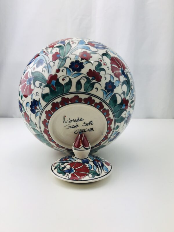 Beautiful Iznik 18 cm Diameter  Ceramic Globe  Vase / Jar with Lid - Image 3