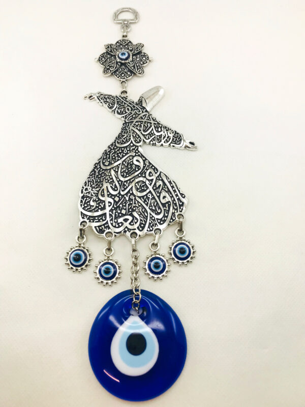 Handmade Rumi / Dervish - Evil Eye – Nazar Alloy Wall Hanging - Image 4