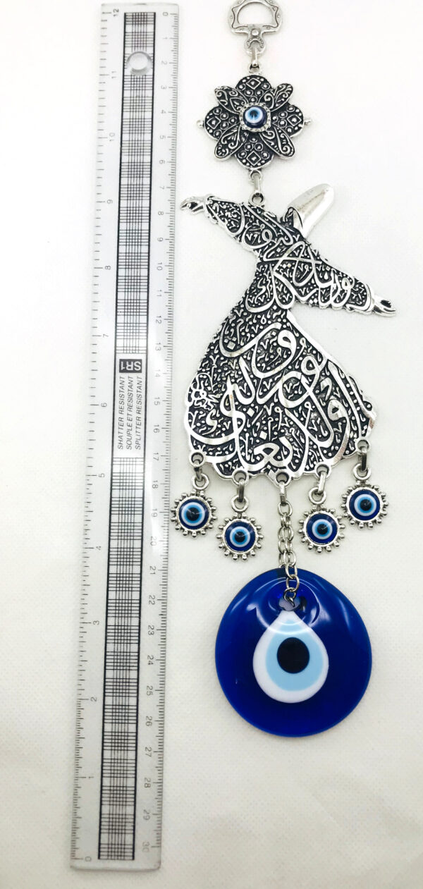 Handmade Rumi / Dervish - Evil Eye – Nazar Alloy Wall Hanging - Image 2