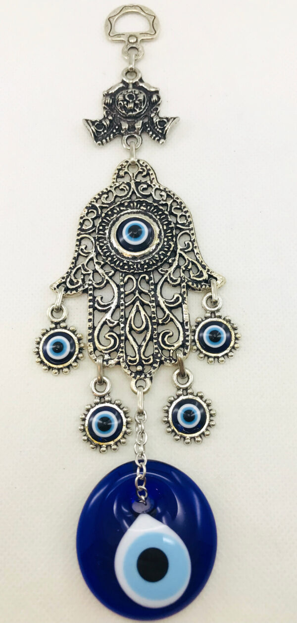 Handmade Hand of Hamsa / Fatima Evil Eye – Nazar Alloy Wall Hanging - Image 4