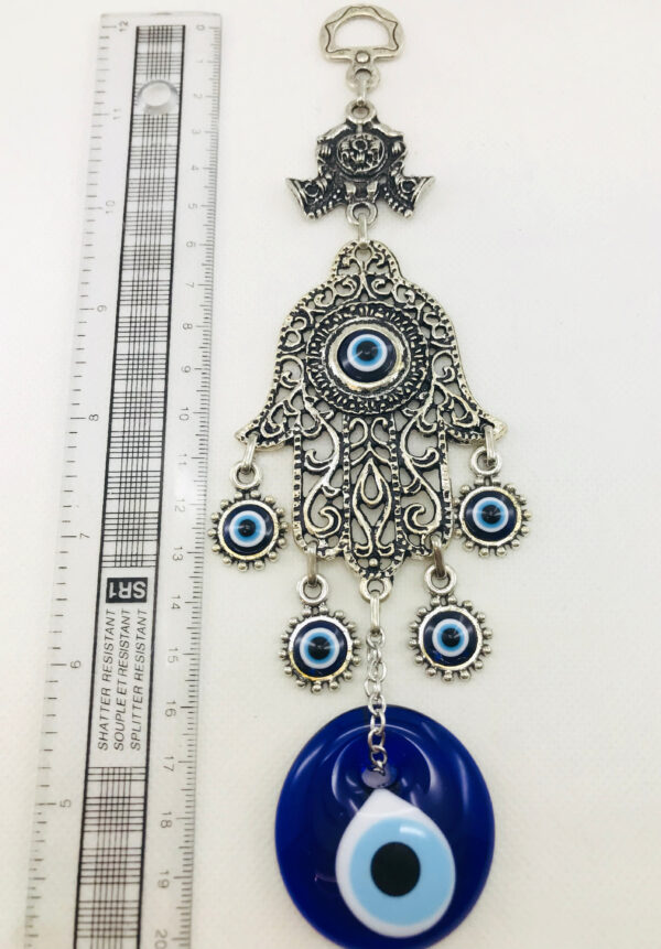 Handmade Hand of Hamsa / Fatima Evil Eye – Nazar Alloy Wall Hanging - Image 2