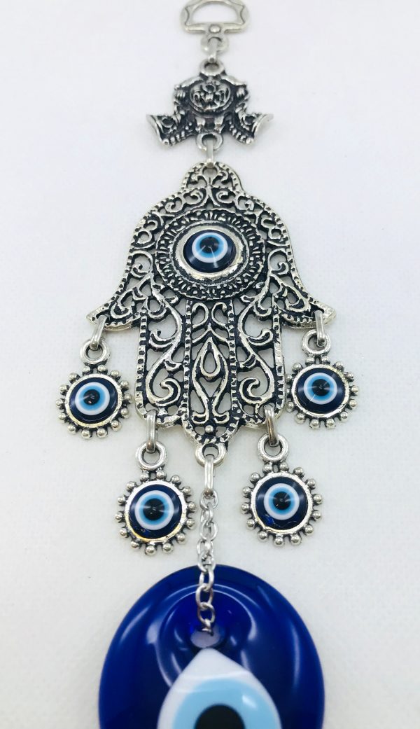 Handmade Hand of Hamsa / Fatima Evil Eye – Nazar Alloy Wall Hanging