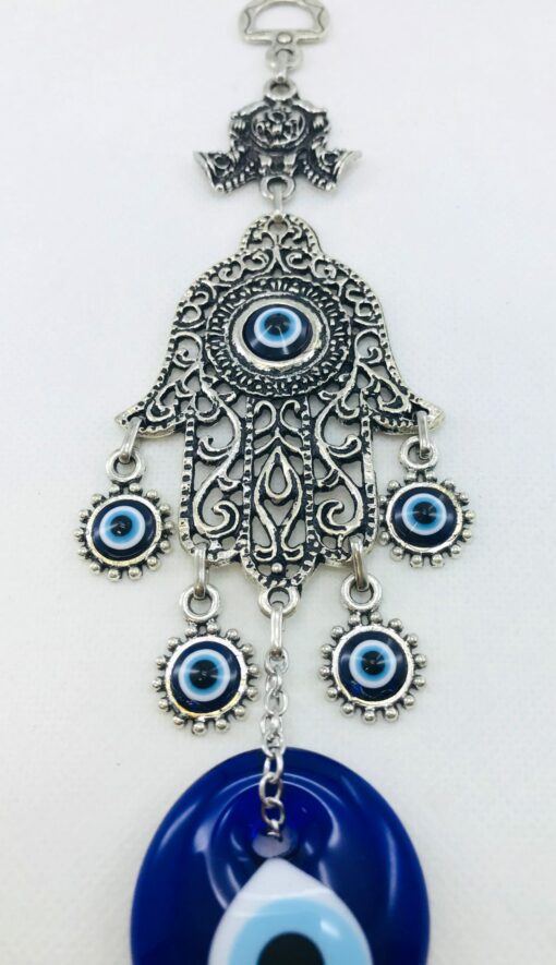 Handmade Hand of Hamsa / Fatima Evil Eye – Nazar Alloy Wall Hanging