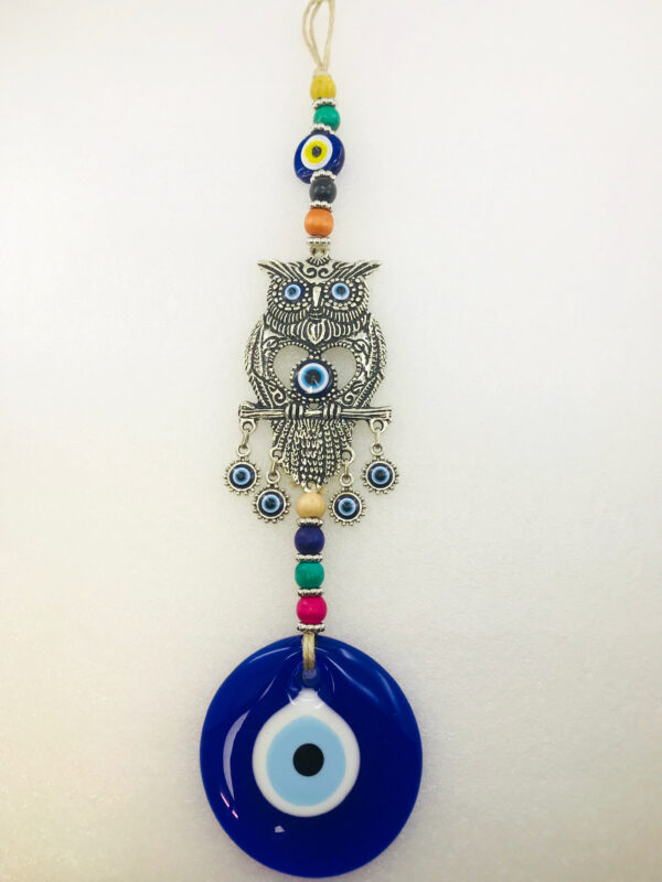 Handmade Owl / Evil Eye – Nazar Alloy Wall Hanging - Image 4