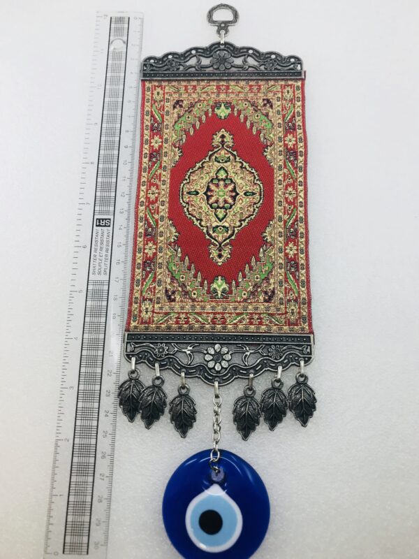 Handmade Turkish Carpet / Evil Eye – Nazar Alloy Wall Hanging - Image 4