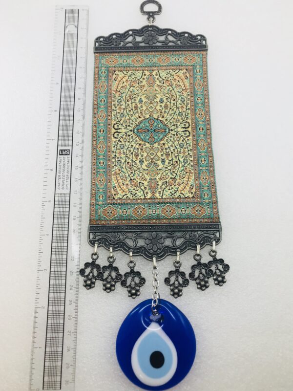 Handmade Turkish Carpet / Evil Eye – Nazar Alloy Wall Hanging - Image 3