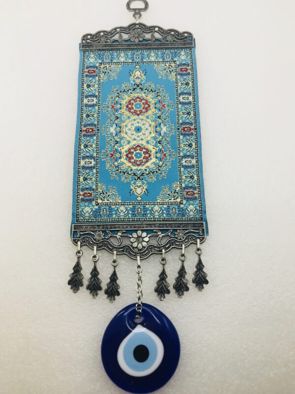 Handmade Turkish Carpet / Evil Eye – Nazar Alloy Wall Hanging - Image 3