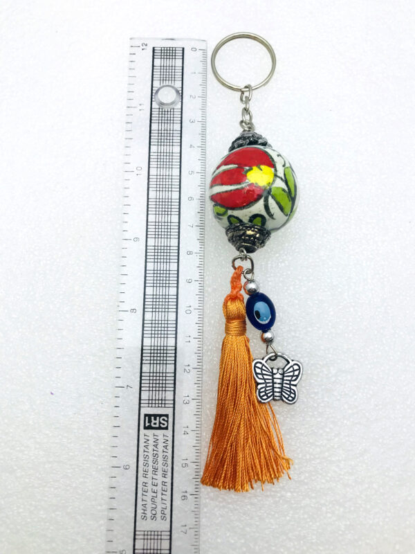 Handmade  Keychain with Lucky Evil Eye and Tassel Tail – Nazar Alloy - Image 2