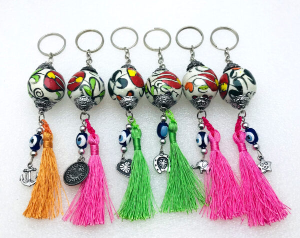 Handmade  Keychain with Lucky Evil Eye and Tassel Tail – Nazar Alloy - Image 3