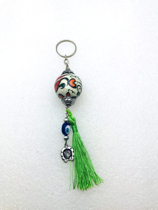 Handmade  Keychain with Lucky Evil Eye and Tassel Tail – Nazar Alloy - Image 6