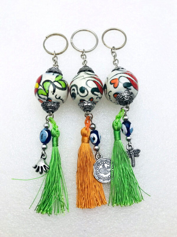 Handmade  Keychain with Lucky Evil Eye and Tassel Tail – Nazar Alloy - Image 7