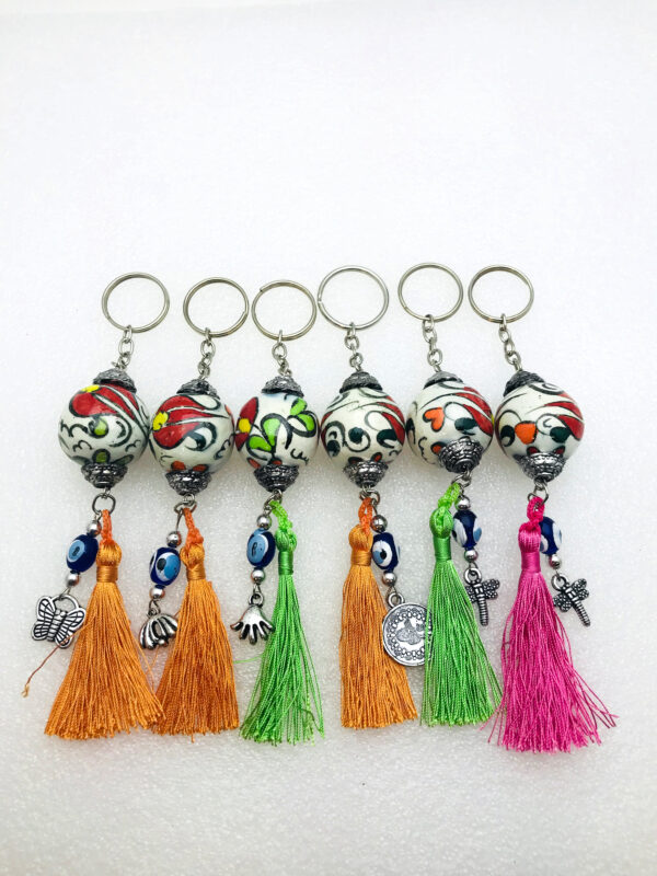 Handmade  Keychain with Lucky Evil Eye and Tassel Tail – Nazar Alloy - Image 8